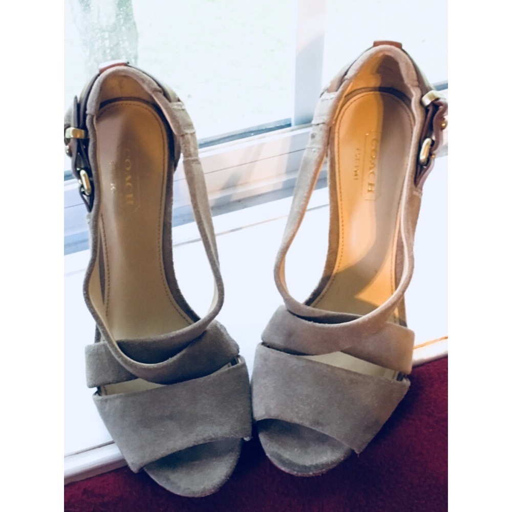 Coach grey suede heel sandals size 6
